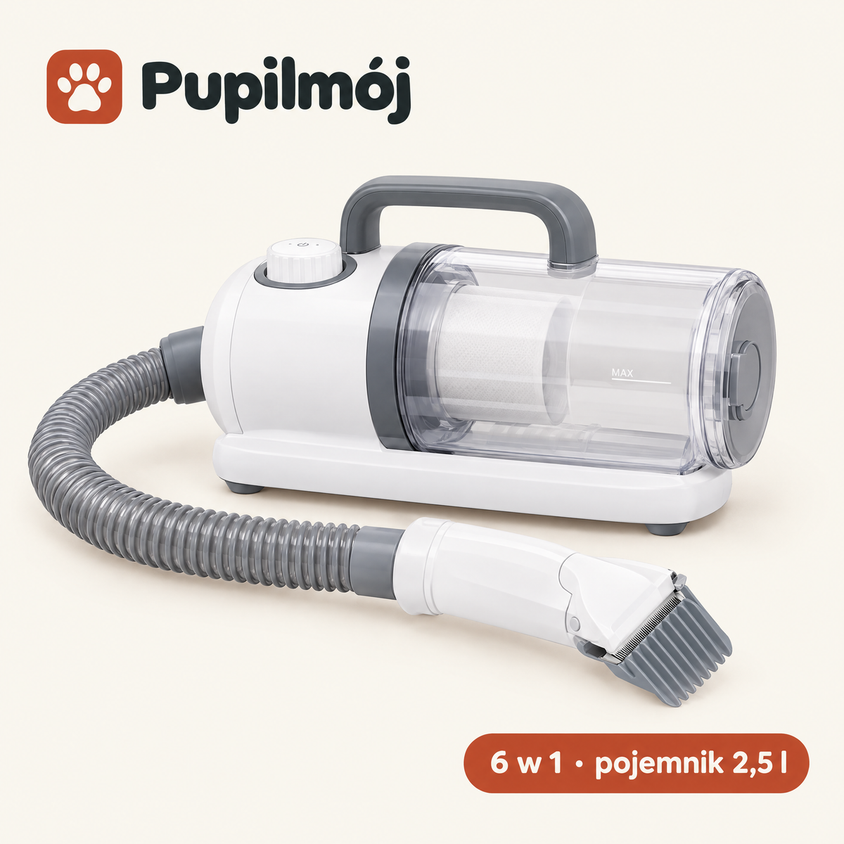 Trymer z odkurzaczem do sierści 6 w 1 Pupilmój, pojemnik 2,5 l
