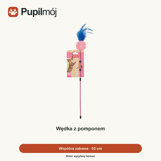 Zabawka wędka dla kota pompon